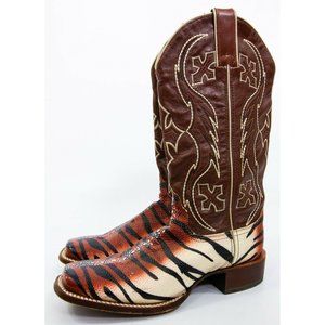 Nocona Tiger Ray Stripe Cowboy Boots NL6003 Tiger King Women's Boots Size 9B
